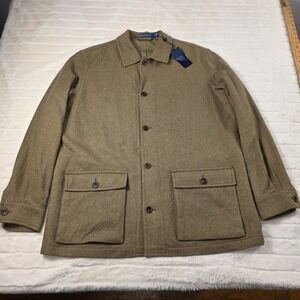 Polo Ralph Lauren Utility Tailored Woven Tweed Jacket Mens 40L Silk Linen $998